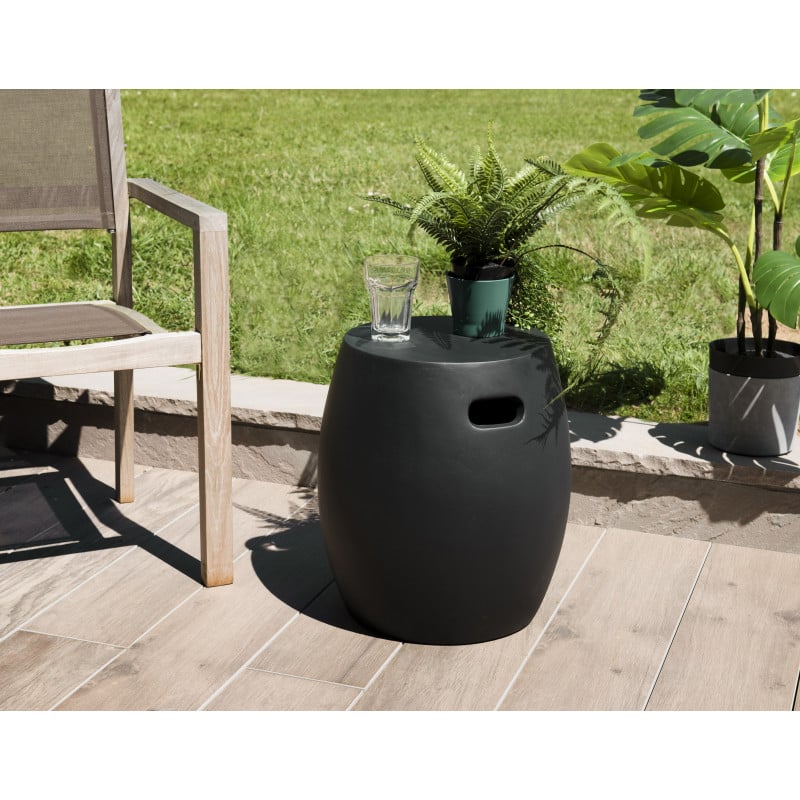 Table d'appoint de jardin ronde 43x43cm en béton noir Noémie