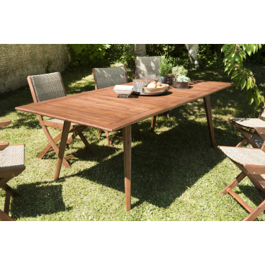 Table de jardin extensible 180/240x100cm en bois d'acacia Marrakech