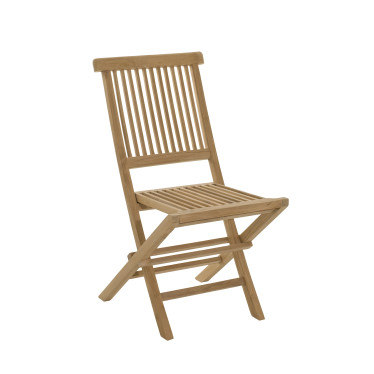 Chaise d'extérieur pliante en bois avec dossier décoratif à lattes obliques