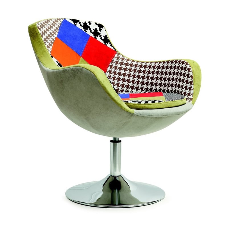 fauteuil design tissu patchwork origan