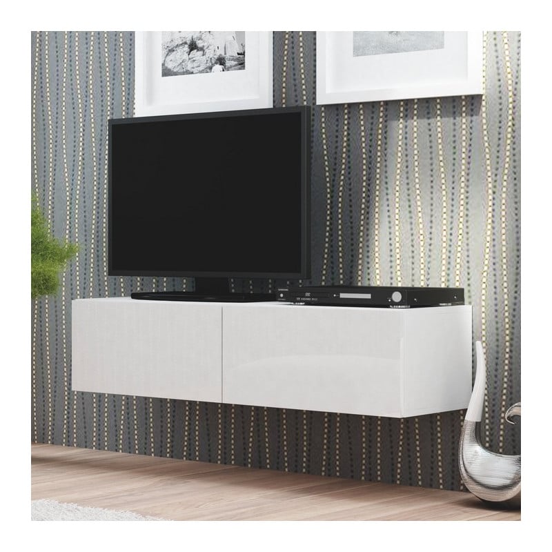 meuble télé suspendu blanc 160 x 40cm