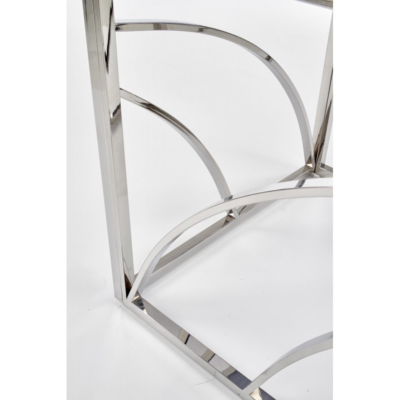Table basse rectangulaire avec structure design en acier argenté et plateau en verre fumé So Chic