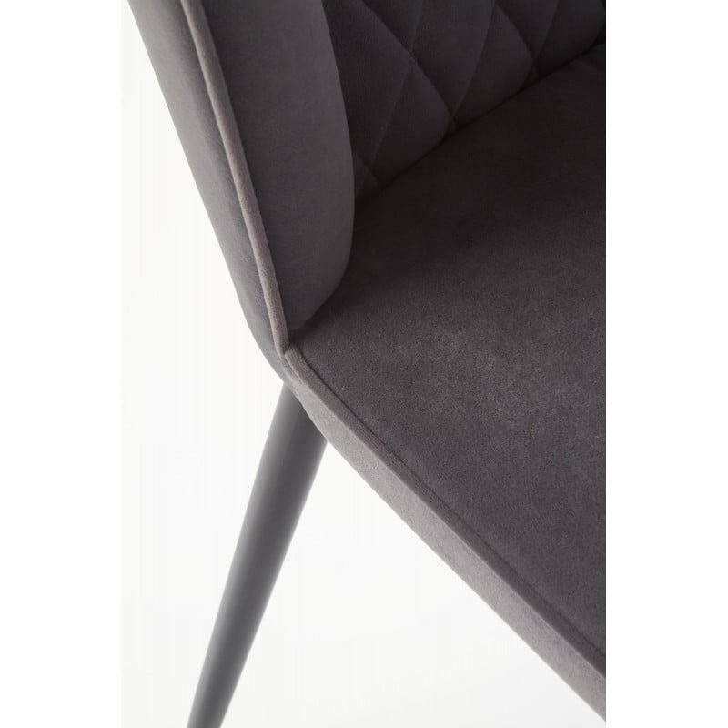 Chaise de salle à manger en velours gris avec pieds en métal noir Seattle
