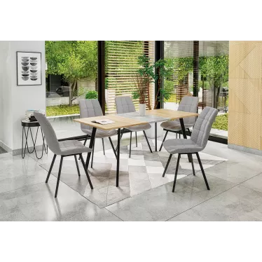 Chaise de salle à manger grise avec pieds en métal noir Ottawa