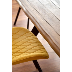Chaise de salle à manger en tissu jaune moutarde avec pieds en acier noir Pilot