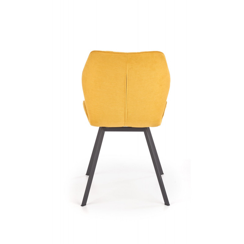 Chaise de salle à manger en tissu jaune moutarde avec pieds en acier noir Pilot