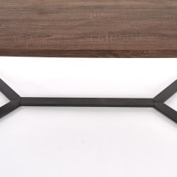 Table de salle à manger avec plateau style noyer et structure en acier graphite Calypso