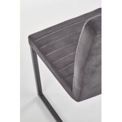 Chaise de salle à manger design en éco-cuir gris foncé avec piètement en acier noir Lake