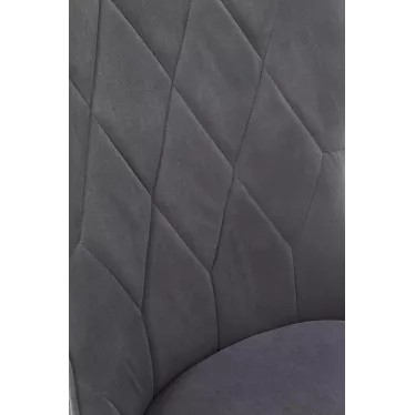 Chaise de salle à manger en velour gris avec pieds en acier noir Spin