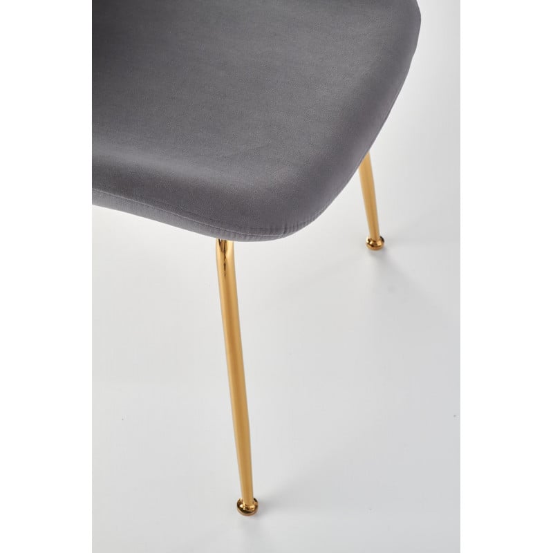 Chaise de salle à manger grise avec structure en acier doré Around