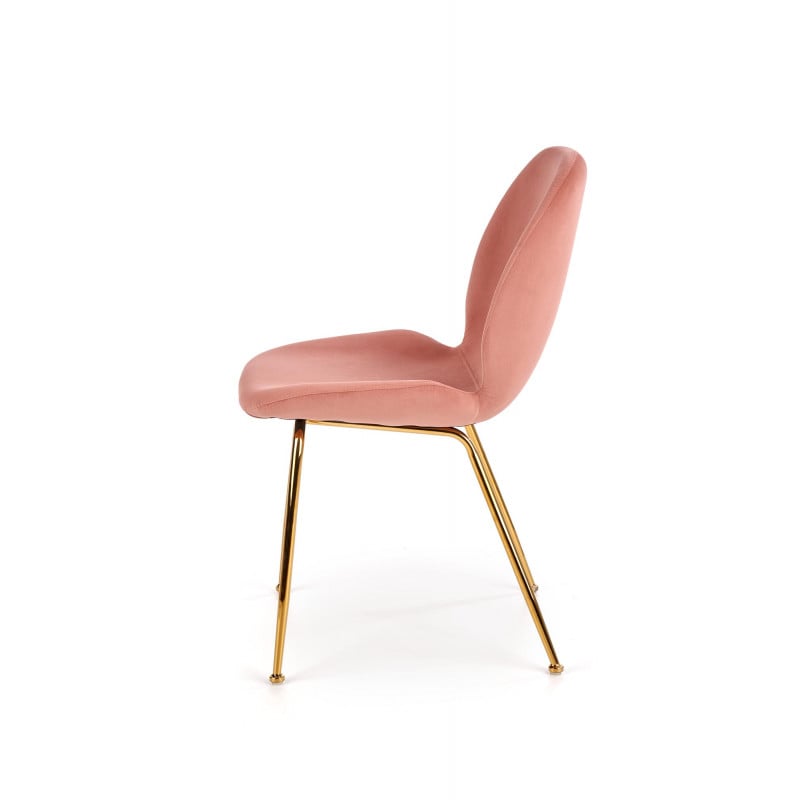 Chaise de salle à manger rose avec structure en acier doré Around