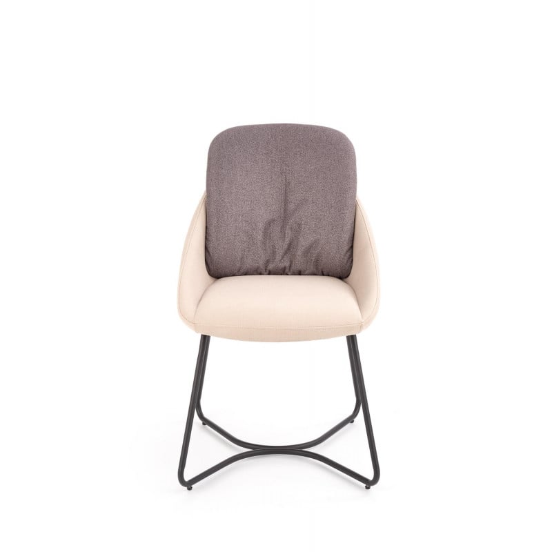 Chaise de salle à manger en tissu gris avec piètement design en acier Illusion
