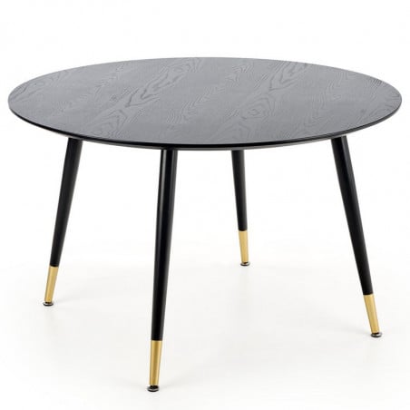 Table de salle à manger ronde noire de 120 cm de diamètre avec pieds en acier noir et doré Blois - Tables à manger - So Inside