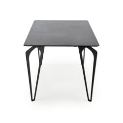 Table de salle à manger design avec plateau gris foncé et pieds en acier noir Anjou