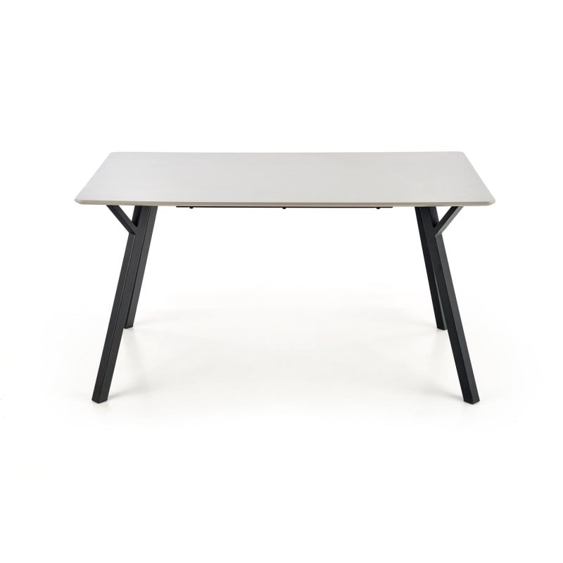 Table de salle à manger 140 x 80 cm laquée gris avec pieds en acier noir Light