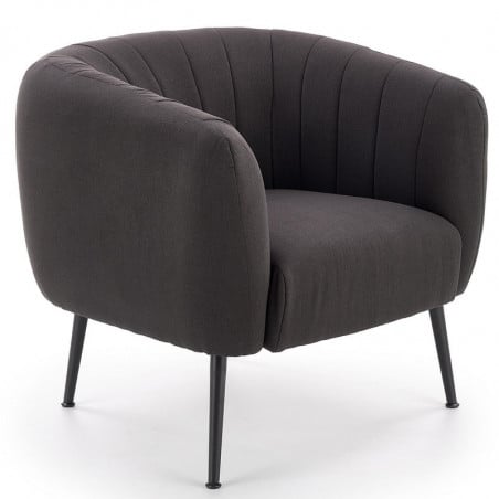 Fauteuil rembourré en tissu gris foncé avec pieds en acier noir Dreamin - Fauteuils - So Inside