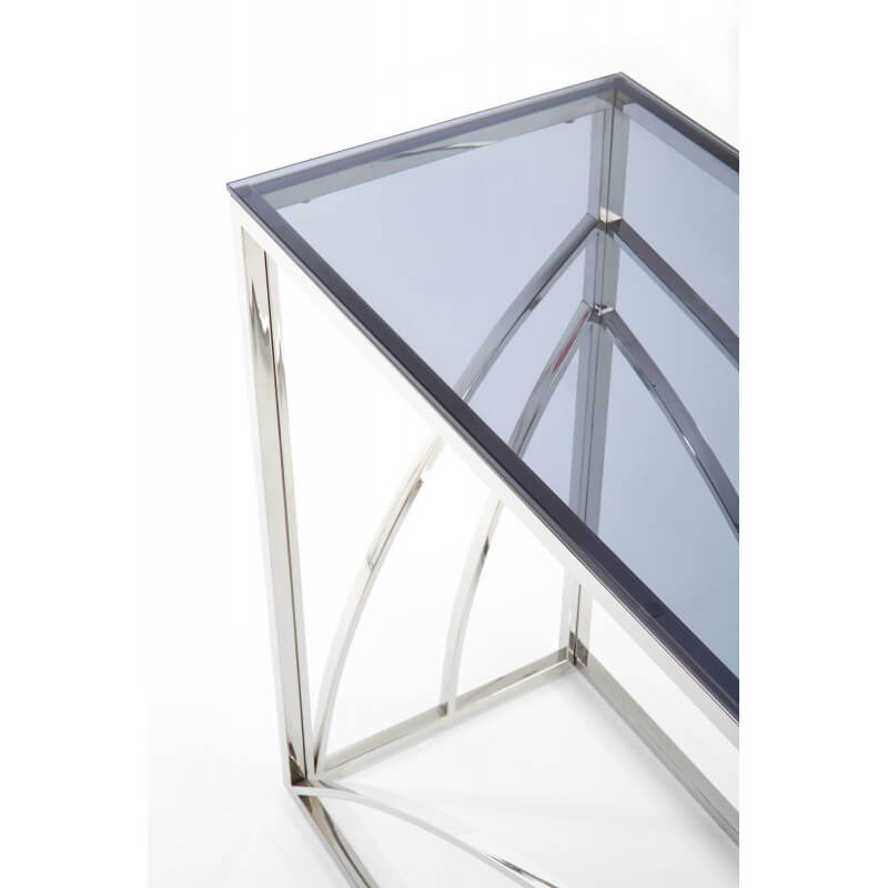 Console 120 x 40 cm avec structure en acier chromé et plateau en verre fumé SOCHIC