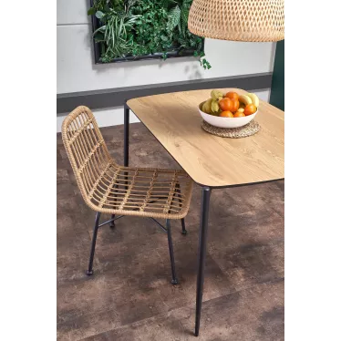 Chaise en rotin synthétique avec pieds en acier noir SOLO