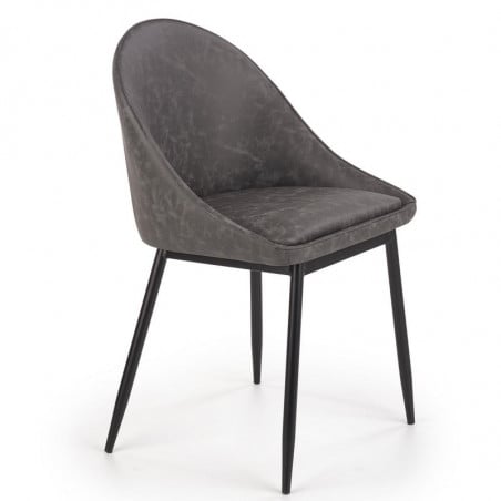 Chaise en éco-cuir gris avec pieds en métal noir FLASH