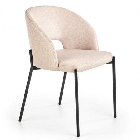 Chaise en tissu beige avec pieds en acier noir LAW - Chaises - So Inside
