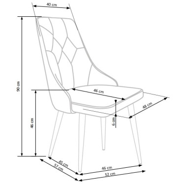 Chaise en velours gris foncé avec dossier matelassé et pieds en acier noir COSMOS