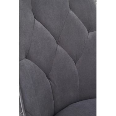 Chaise en velours gris foncé avec dossier matelassé et pieds en acier noir COSMOS