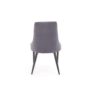 Chaise en velours gris foncé avec dossier matelassé et pieds en acier noir COSMOS