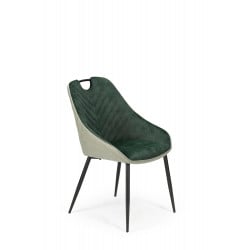 Chaise en velours vert clair et vert foncé avec pieds en acier noir EXTRA