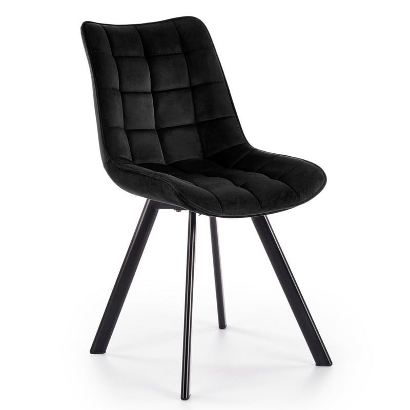 Chaise contemporaine en velours noir avec pieds en métal noir LIBERTY
