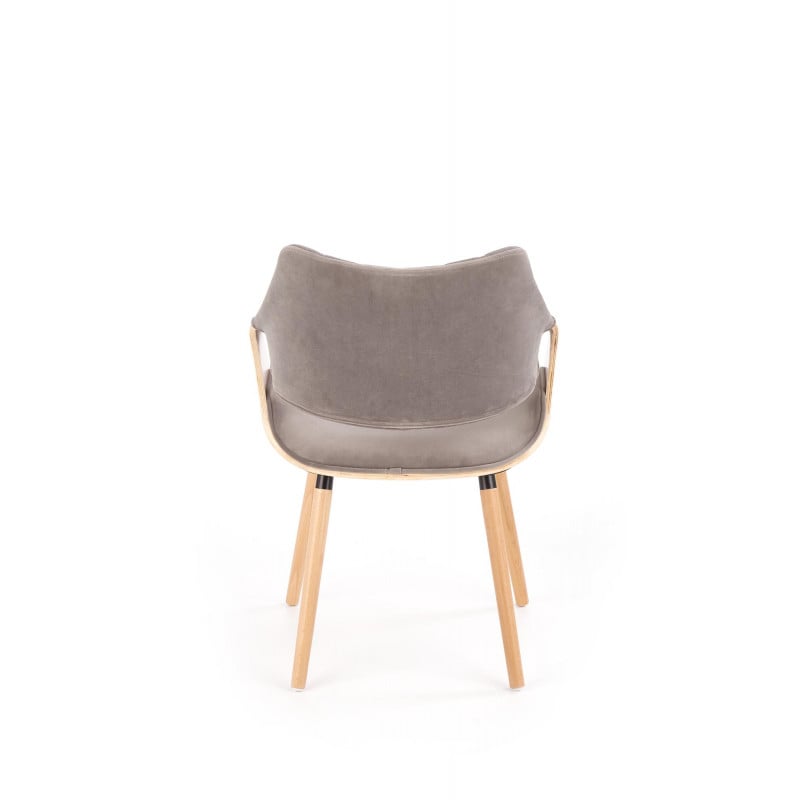 Chaise design rétro aspect chêne clair et grise MELO