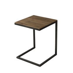 Table d'appoint bois pieds métal 40x40cm Tinesixe