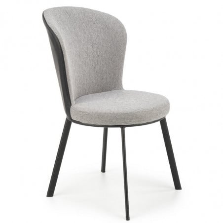Chaise design en tissu et cuir écologique avec structure en acier noir CERVANTES