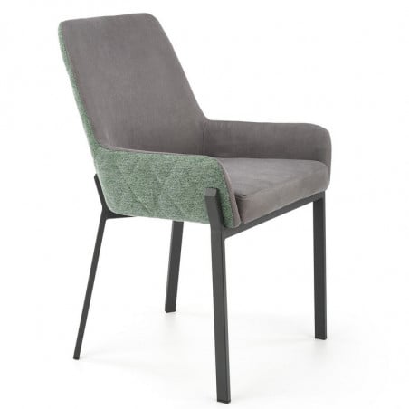 Chaise de salle à manger grise et verte avec pieds en métal noir OGMA