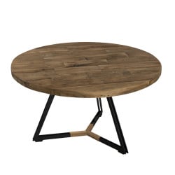 Table basse ronde noire 75x75cm TINESIXE