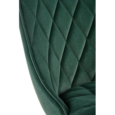 Chaise de salle à manger capitonnée en velours vert foncé et pieds en métal noir ODUNA