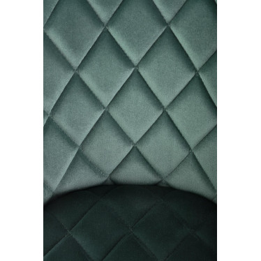 Chaise de salle à manger capitonnée en velours vert foncé et pieds en métal noir ODUNA
