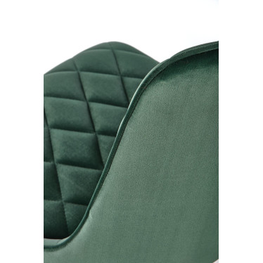 Chaise de salle à manger capitonnée en velours vert foncé et pieds en métal noir ODUNA