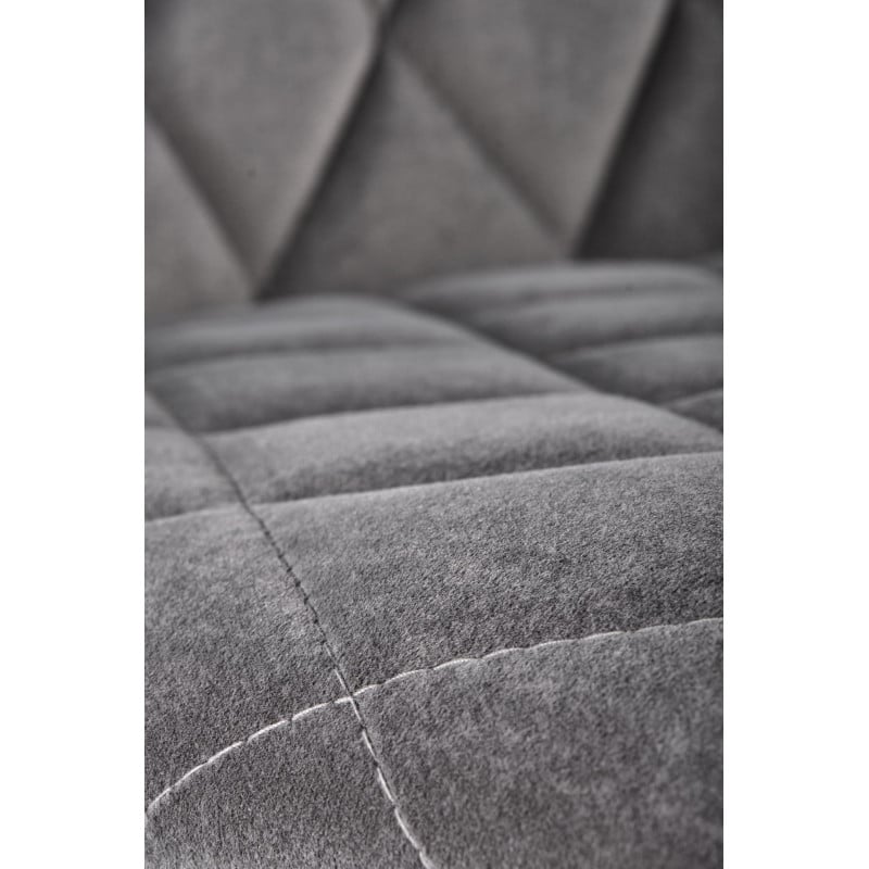Chaise de salle à manger capitonnée en velours gris et pieds en métal noir ODUNA
