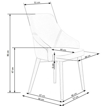 Chaise de salle à manger en velours gris clair avec pieds gris graphite en bois massif KANDRA