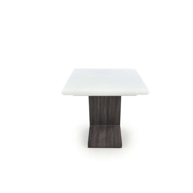 Table de salle à manger design blanche et grise avec rallonge intégrée VIDAR