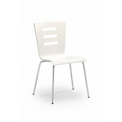 Chaise blanche avec fins pieds en métal chromé RIGEL