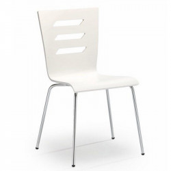 Chaise blanche avec fins pieds en métal chromé RIGEL