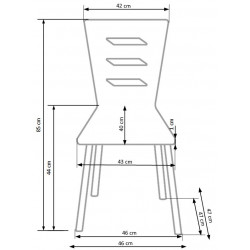 Chaise blanche avec fins pieds en métal chromé RIGEL