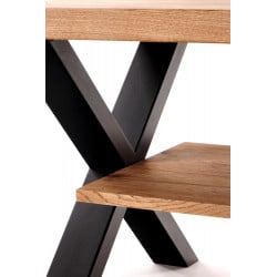 Table basse de style industriel avec étagère et pieds design en métal noir LIBRA