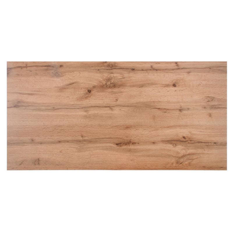 Table basse de style industriel 120x60 cm avec plateau et étagère aspect chêne wotan ARIES