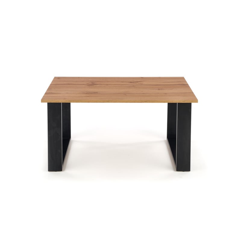 Table basse 100x64 cm avec plateau aspect chêne wotan et pieds en métal noir CHIARA