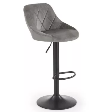 Chaise de bar en velours gris avec structure en métal noir BOHORT