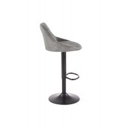Chaise de bar en velours gris avec structure en métal noir BOHORT