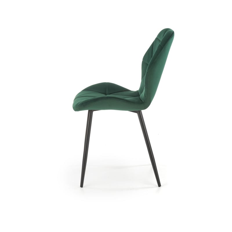 Chaise contemporaine en velours vert avec pieds en métal noir STELLA