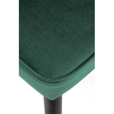 Chaise en velours vert avec dossier enveloppant et pieds en métal ARIEL